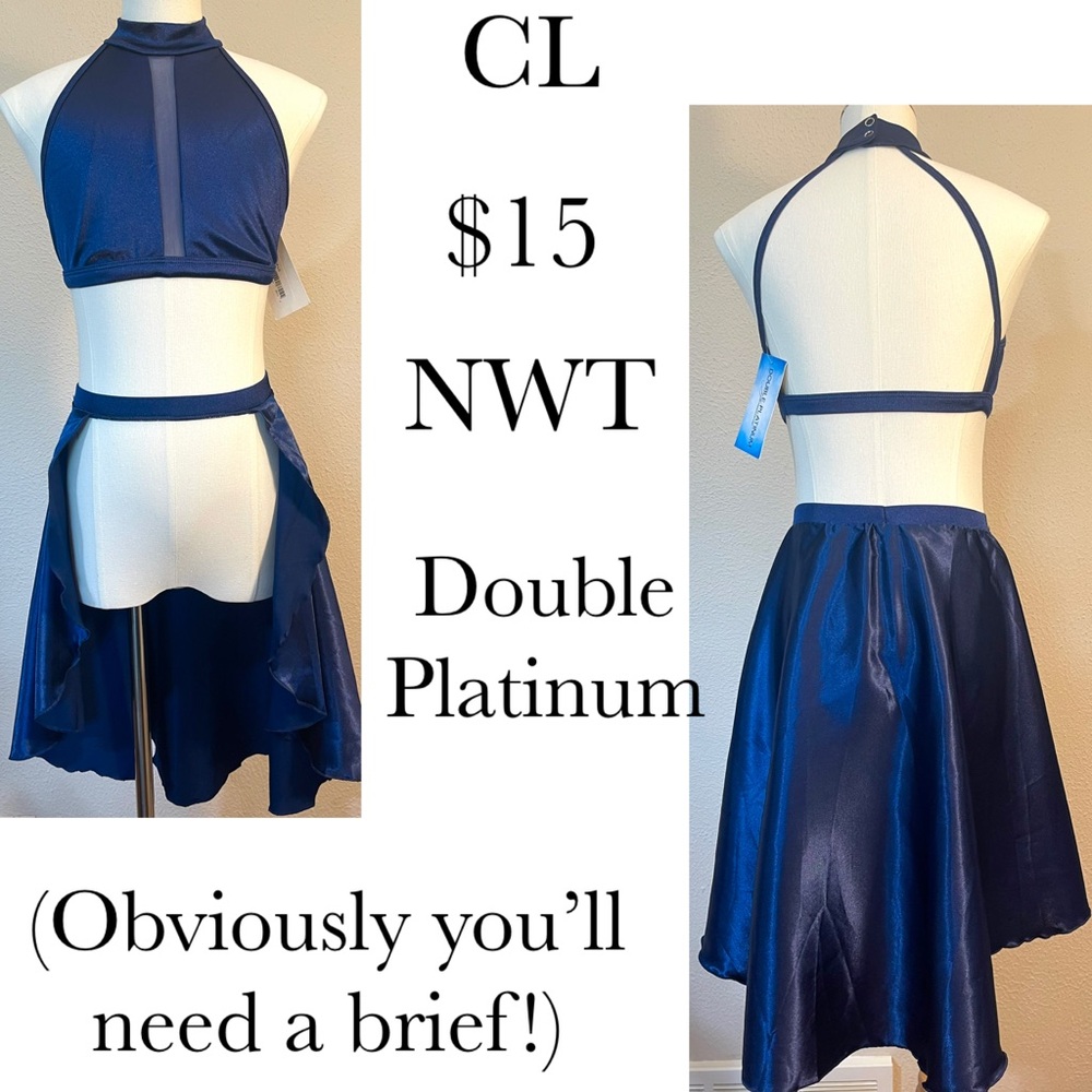 Double Platinum Dance Costume Top and Overskirt Girls 12/14